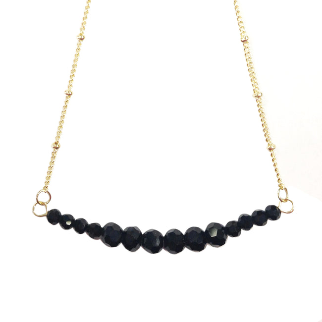 Black Beaded Bar Necklace