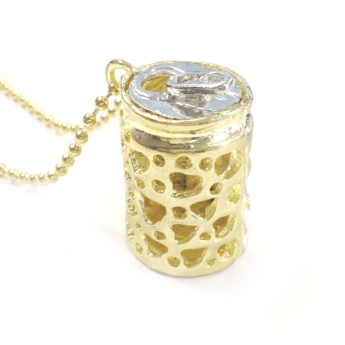 Wrapables Gold Tone Juicy Soda Can Charm Pendant Necklace with Rhinestones