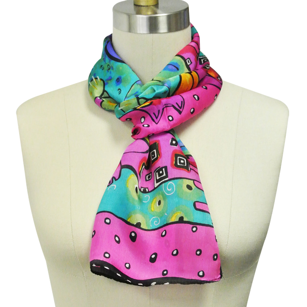 Wrapables Vibrant 100% Silk Long Scarf 51" x 10.5"
