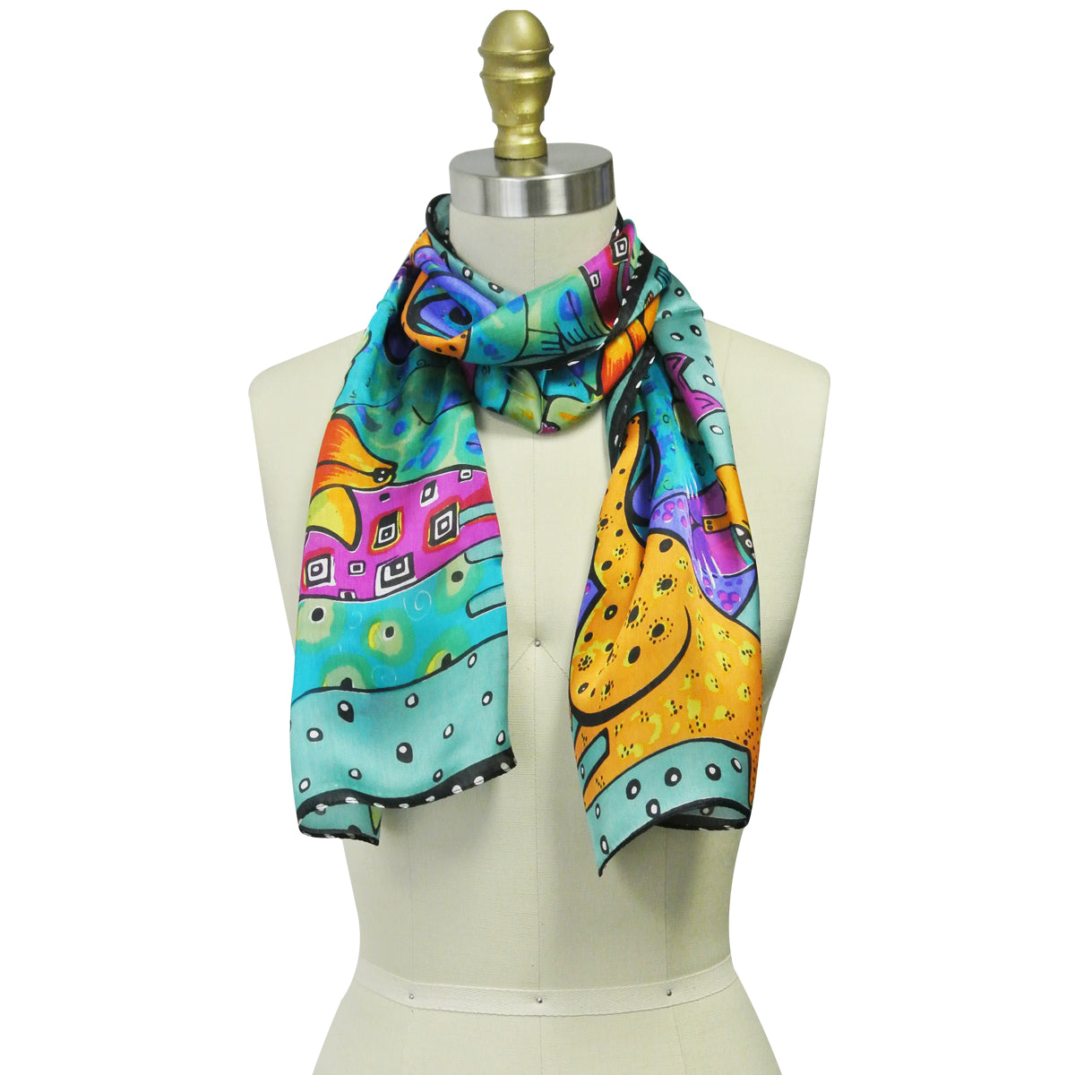 Wrapables Vibrant 100% Silk Long Scarf 51" x 10.5"