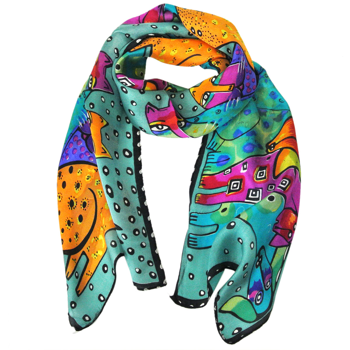 Wrapables Vibrant 100% Silk Long Scarf 51" x 10.5"
