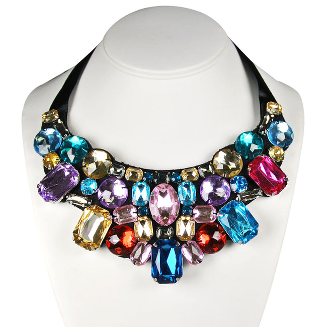 Wrapables Multicolor Jewel Gem Bib Statement Necklace