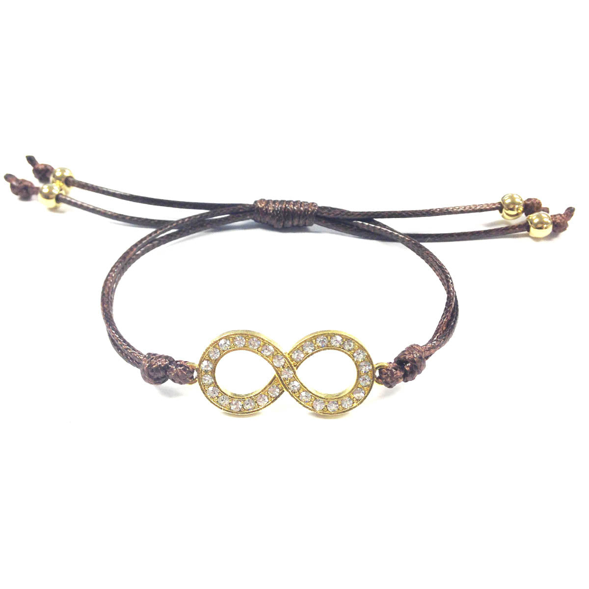 Wrapables Adjustable Rhinestone Infinity Leather Corded Bracelet