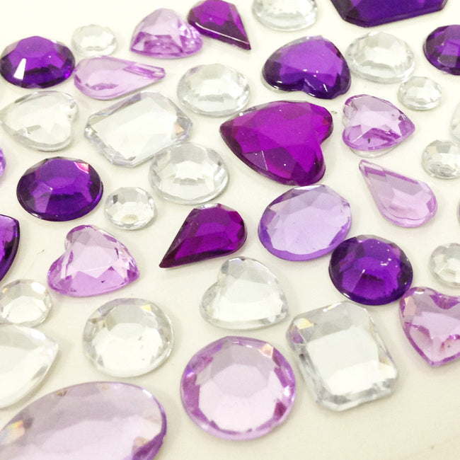 Wrapables Acrylic Self Adhesive Crystal Gem Stickers, Purple/Pink/Silver (2pk)