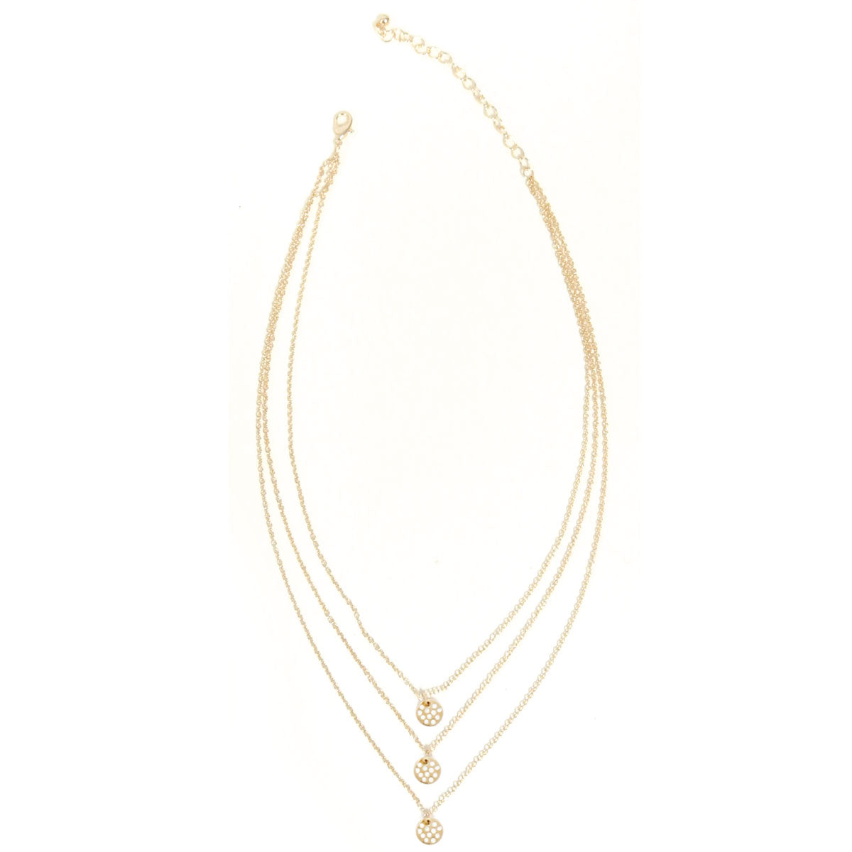 Wrapables Triple Strand Crystal Disc Pendant Necklace