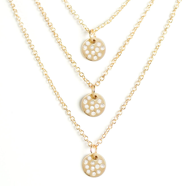 Wrapables Triple Strand Crystal Disc Pendant Necklace