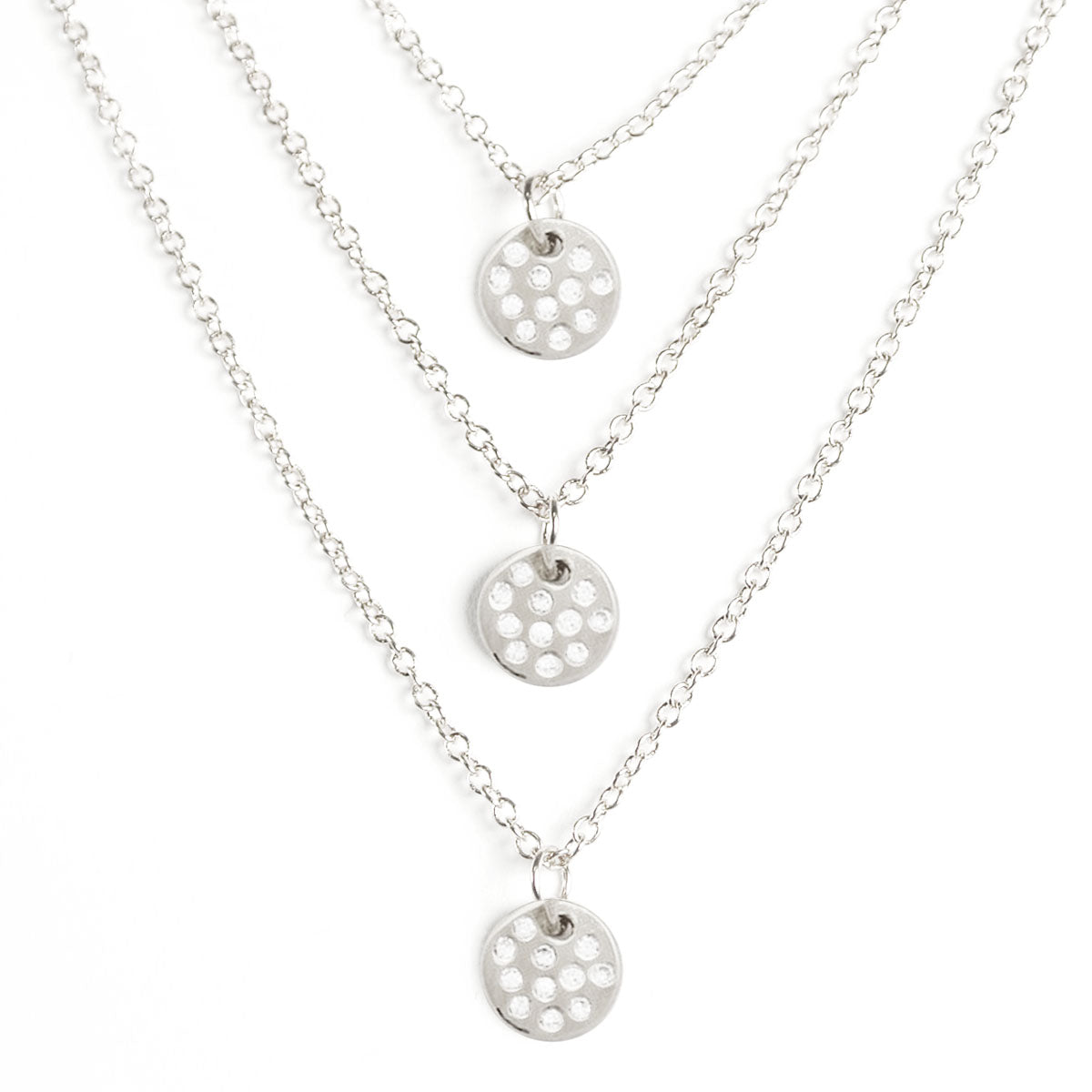 Wrapables Triple Strand Crystal Disc Pendant Necklace