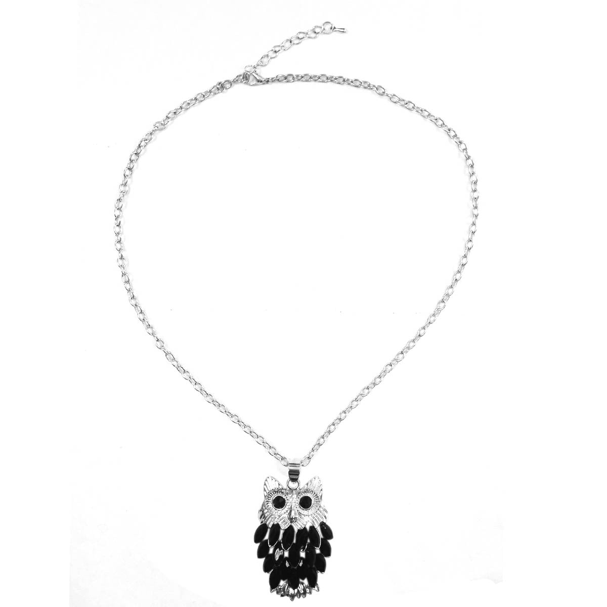 Wrapables Stylish Crystal Feather Owl Pendant Necklace