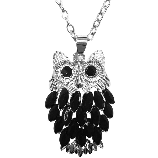 Wrapables Stylish Crystal Feather Owl Pendant Necklace