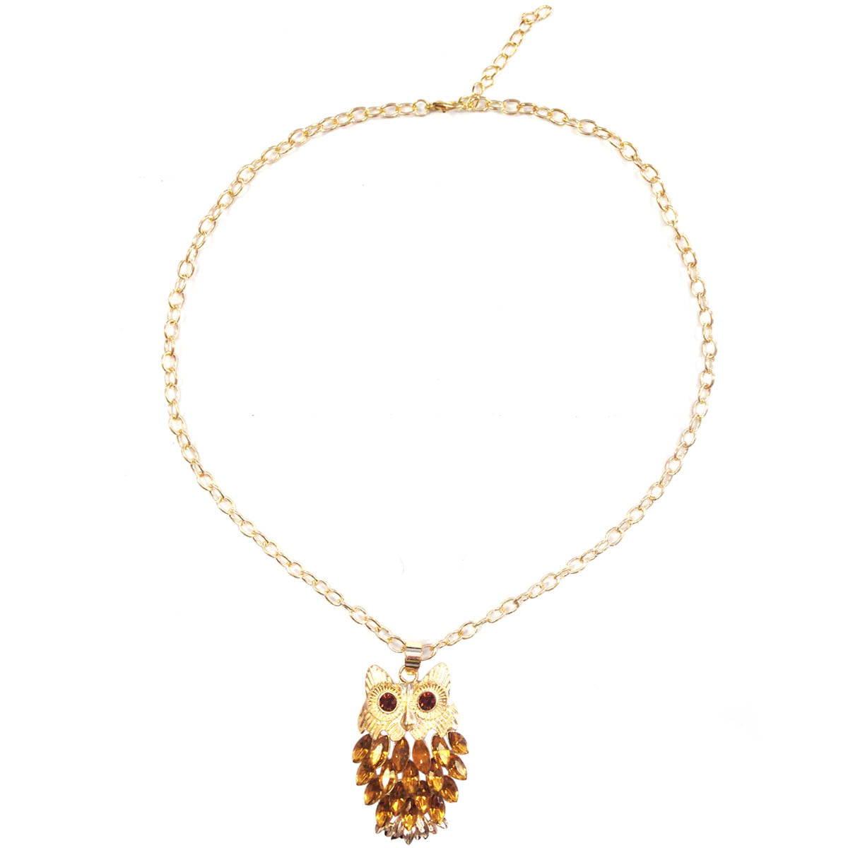 Wrapables Stylish Crystal Feather Owl Pendant Necklace