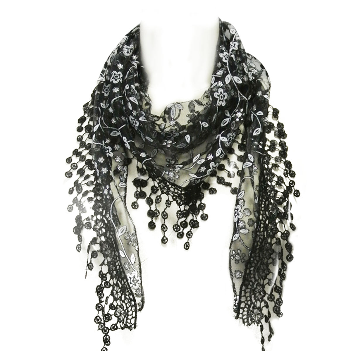 Wrapables Embroidered Floral Lace Triangle Scarf Shawl