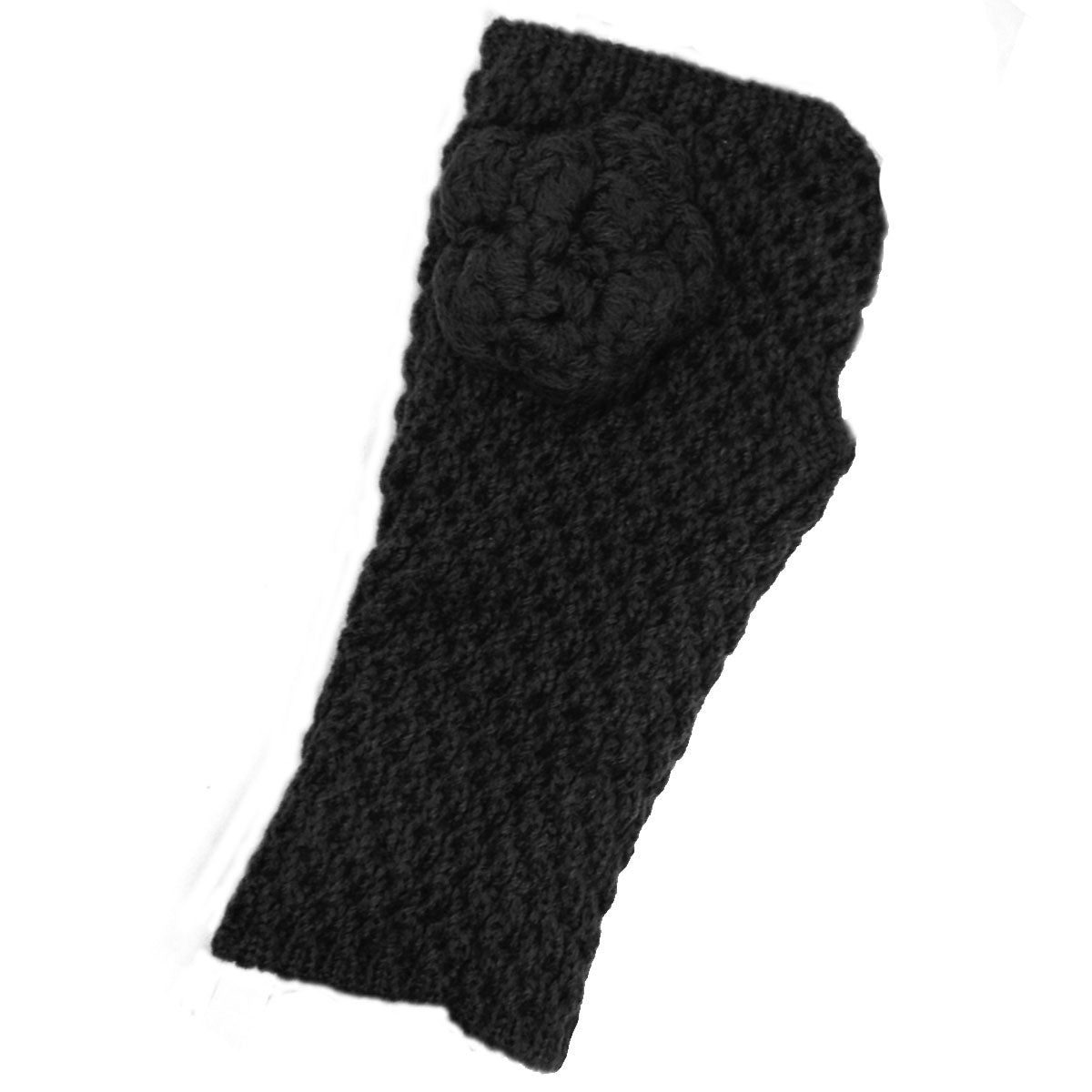 Wrapables Soft Knit Fingerless Gloves with Flower