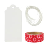 Wrapables 50 White Scallop Gift Tags with Free Cut String & 1 Washi Roll