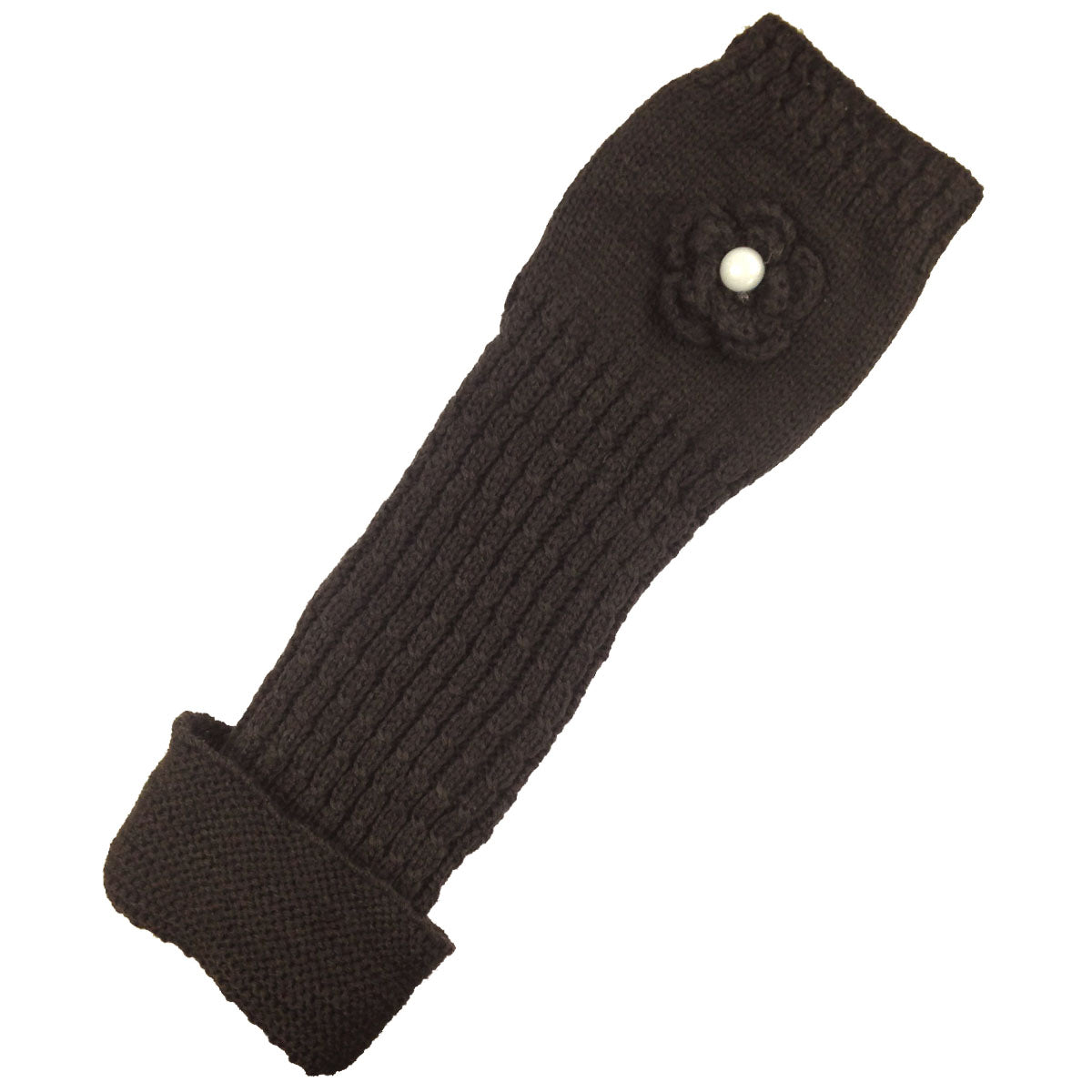 Wrapables Ribbed Arm Warmers / Fingerless Gloves with Floral Accent