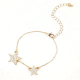 Wrapables Gold Plated Petite Double Crystal Star Pendant Necklace and Bracelet Jeweley Set