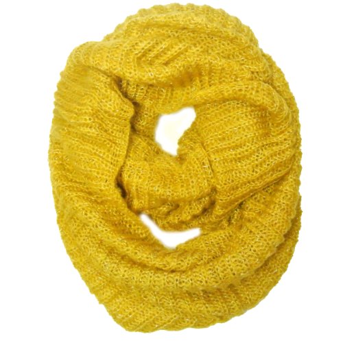 Wrapables Premium Winter Knit Infinity Scarf with Metallic Gold Threading