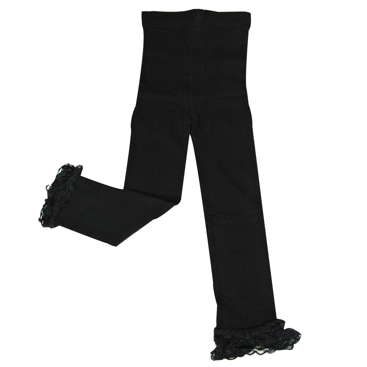 Wrapables Toddler Stretch Leggings with Lace Trim, Set of 3 (Blue, Green, Black)