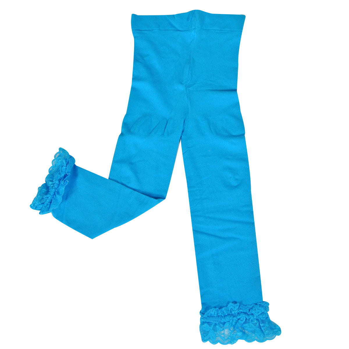 Wrapables Toddler Stretch Leggings with Lace Trim, Set of 3 (Blue, Green, Black)