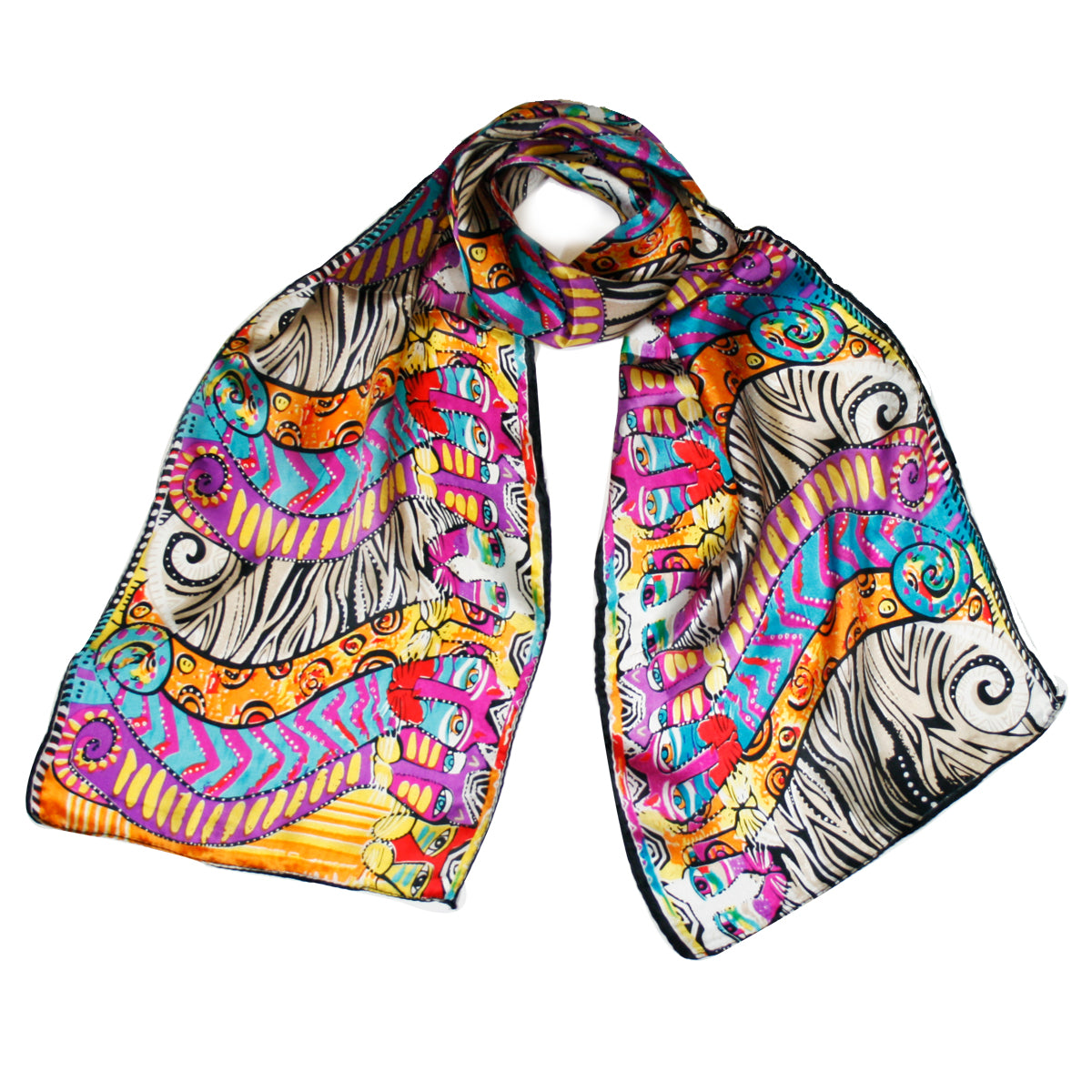 Wrapables Vibrant 100% Silk Long Scarf 51" x 10.5"