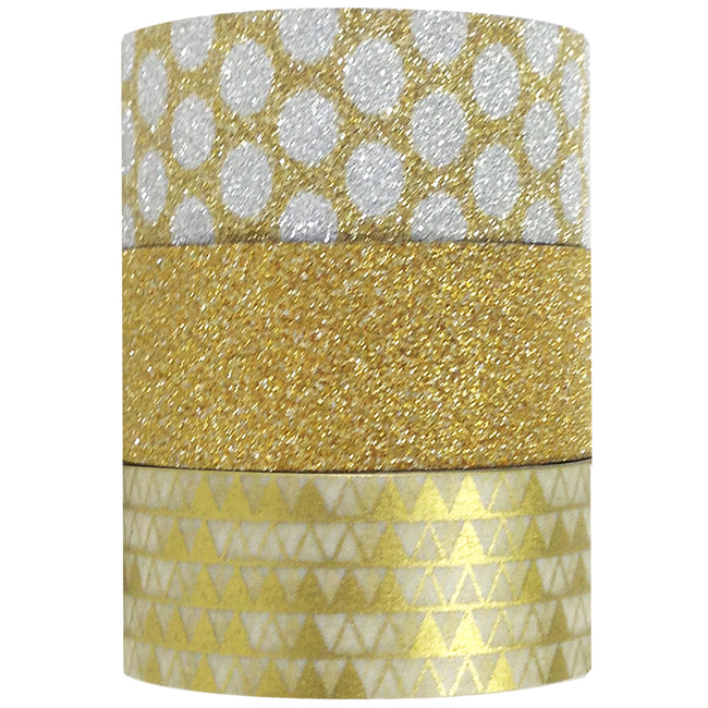 Wrapables Gold Treasure Japanese Washi Masking Tape (Set of 3)