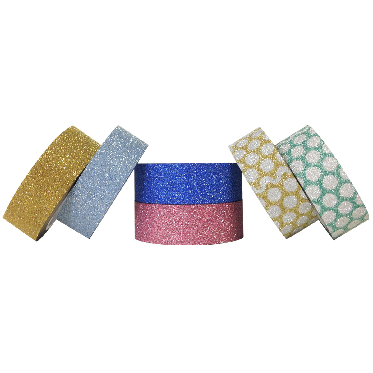 Wrapables Japanese Washi Masking Tape, Glitter Collection (Set of 6)