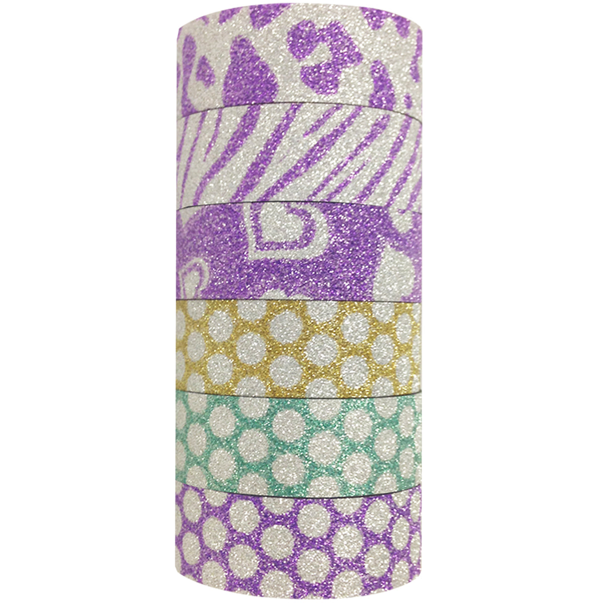 Wrapables Japanese Washi Masking Tape, Glitter Collection (Set of 6)