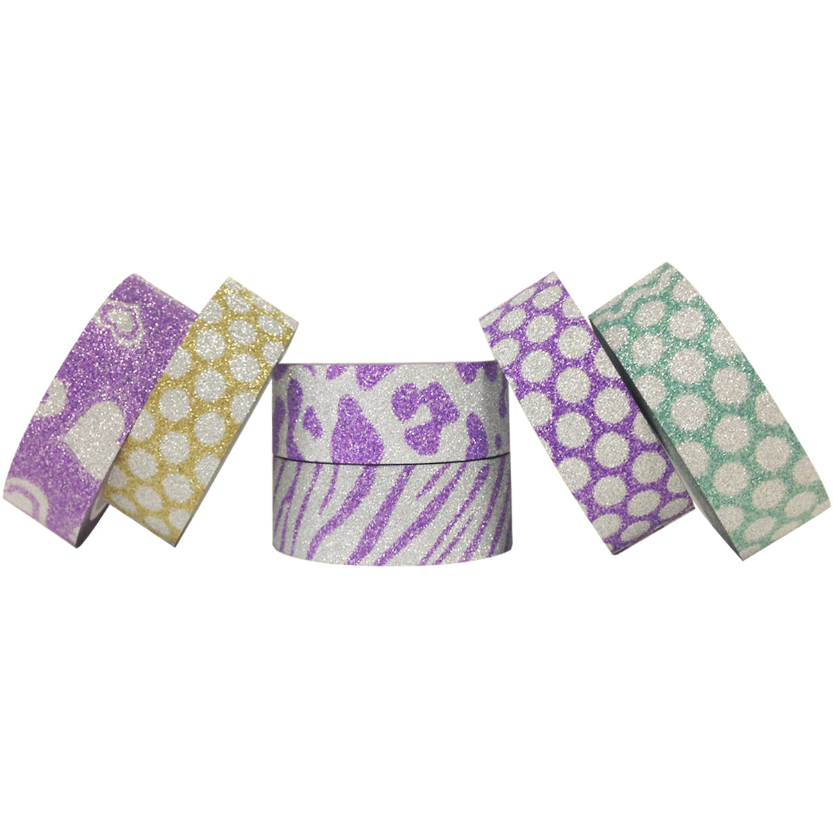 Wrapables Japanese Washi Masking Tape, Glitter Collection (Set of 6)