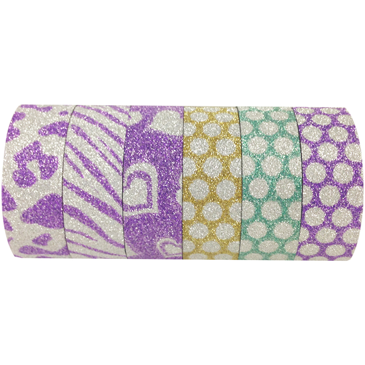 Wrapables Japanese Washi Masking Tape, Glitter Collection (Set of 6)