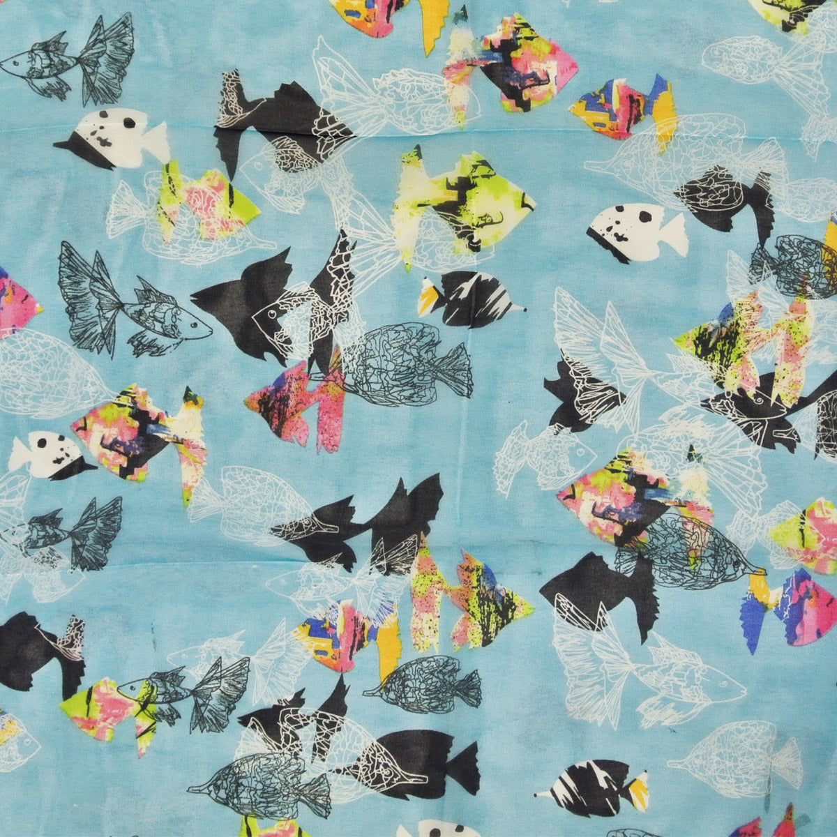 Wrapables Chiffon Under the Sea Fish Pattern Long Scarf