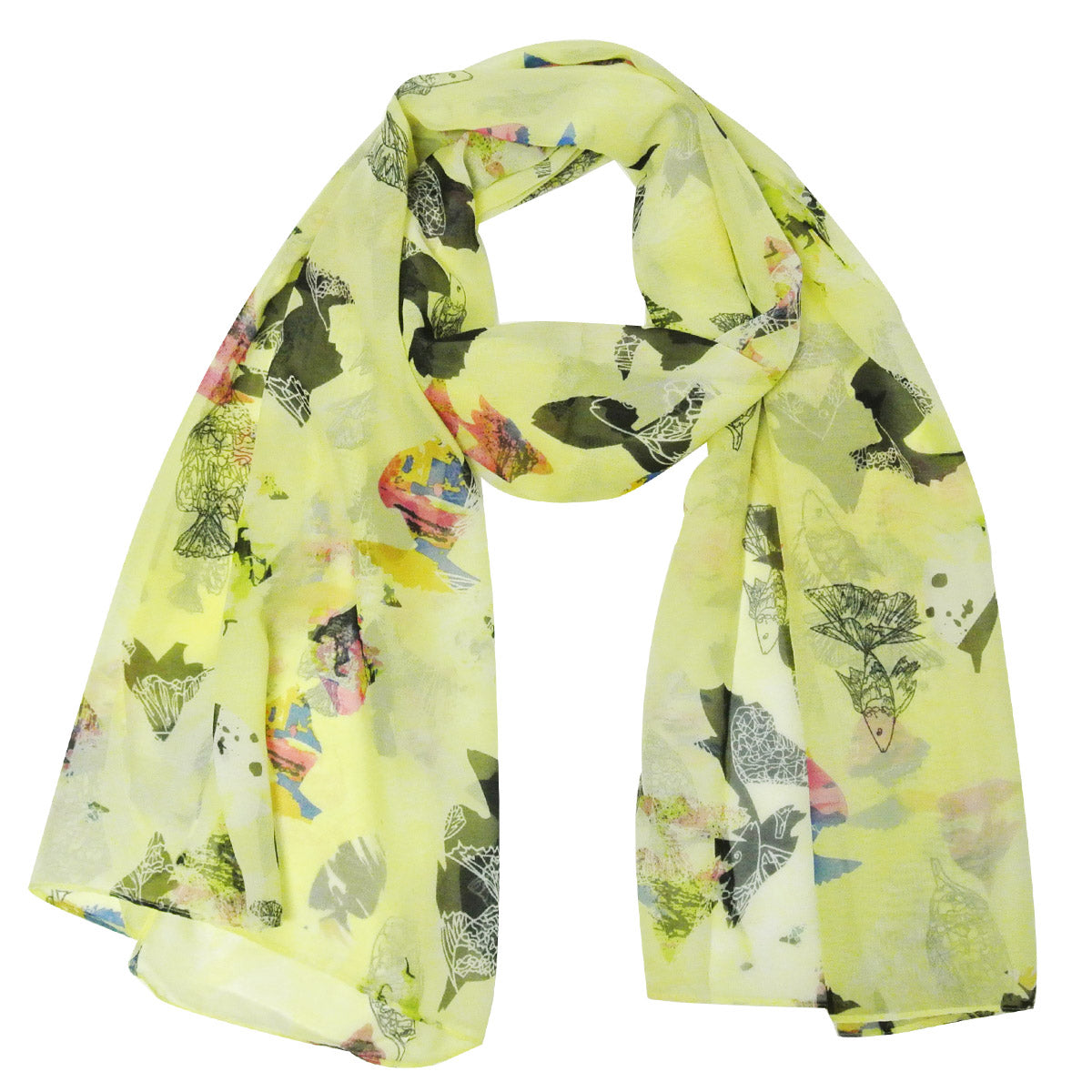 Wrapables Chiffon Under the Sea Fish Pattern Long Scarf