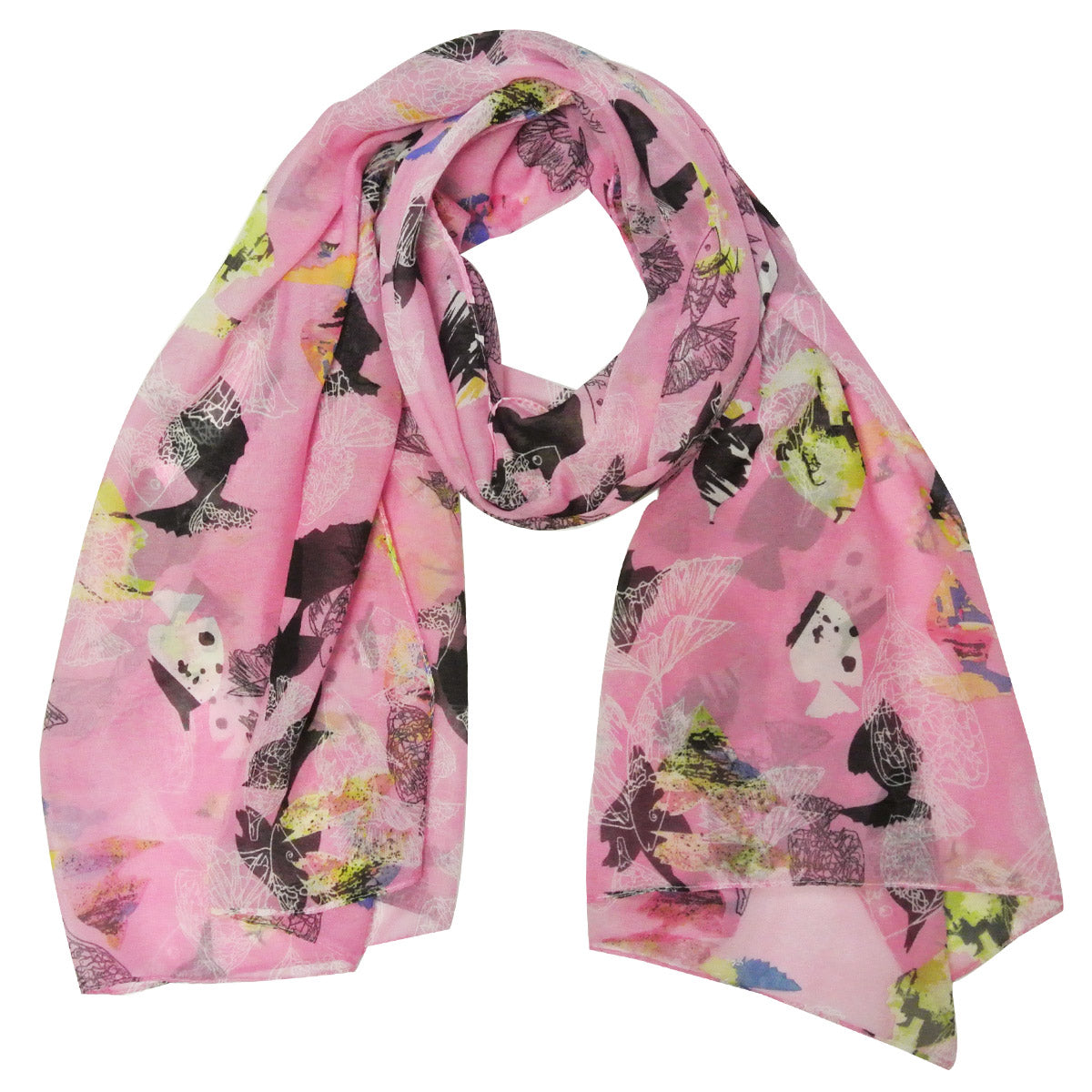 Wrapables Chiffon Under the Sea Fish Pattern Long Scarf