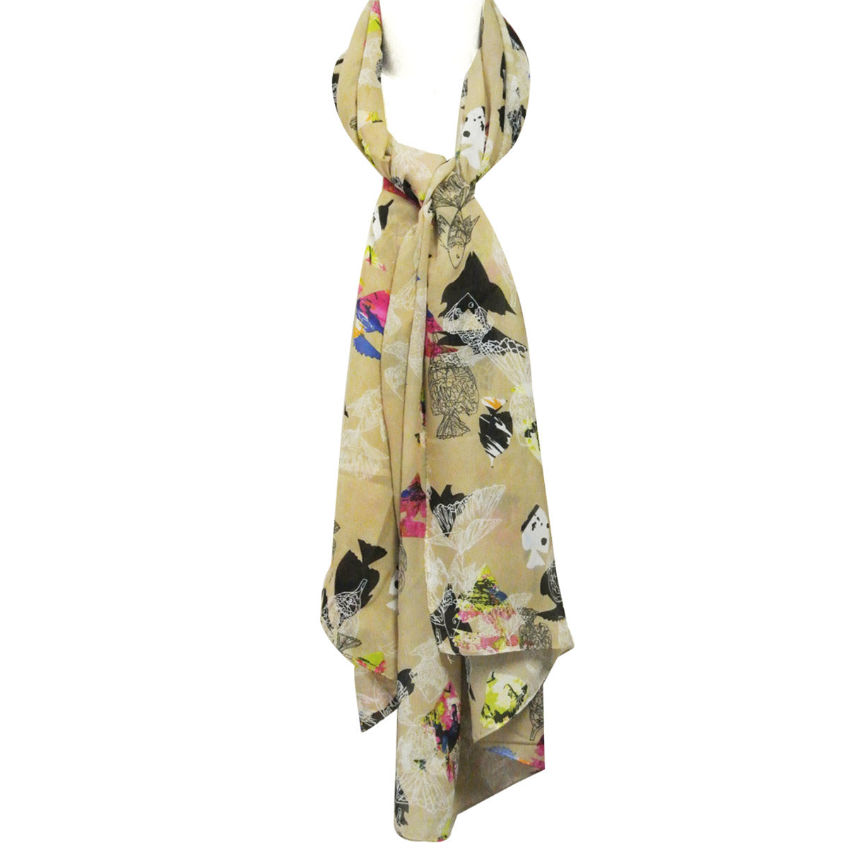 Wrapables Chiffon Under the Sea Fish Pattern Long Scarf