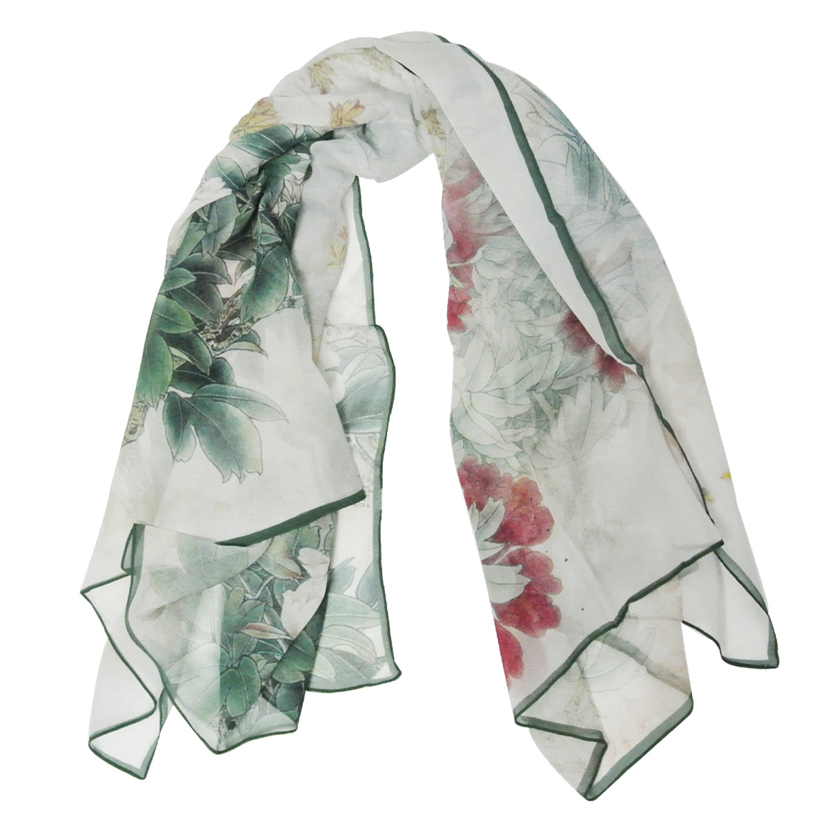 Wrapables 100% Mulberry Silk Floral Painting Square Scarf