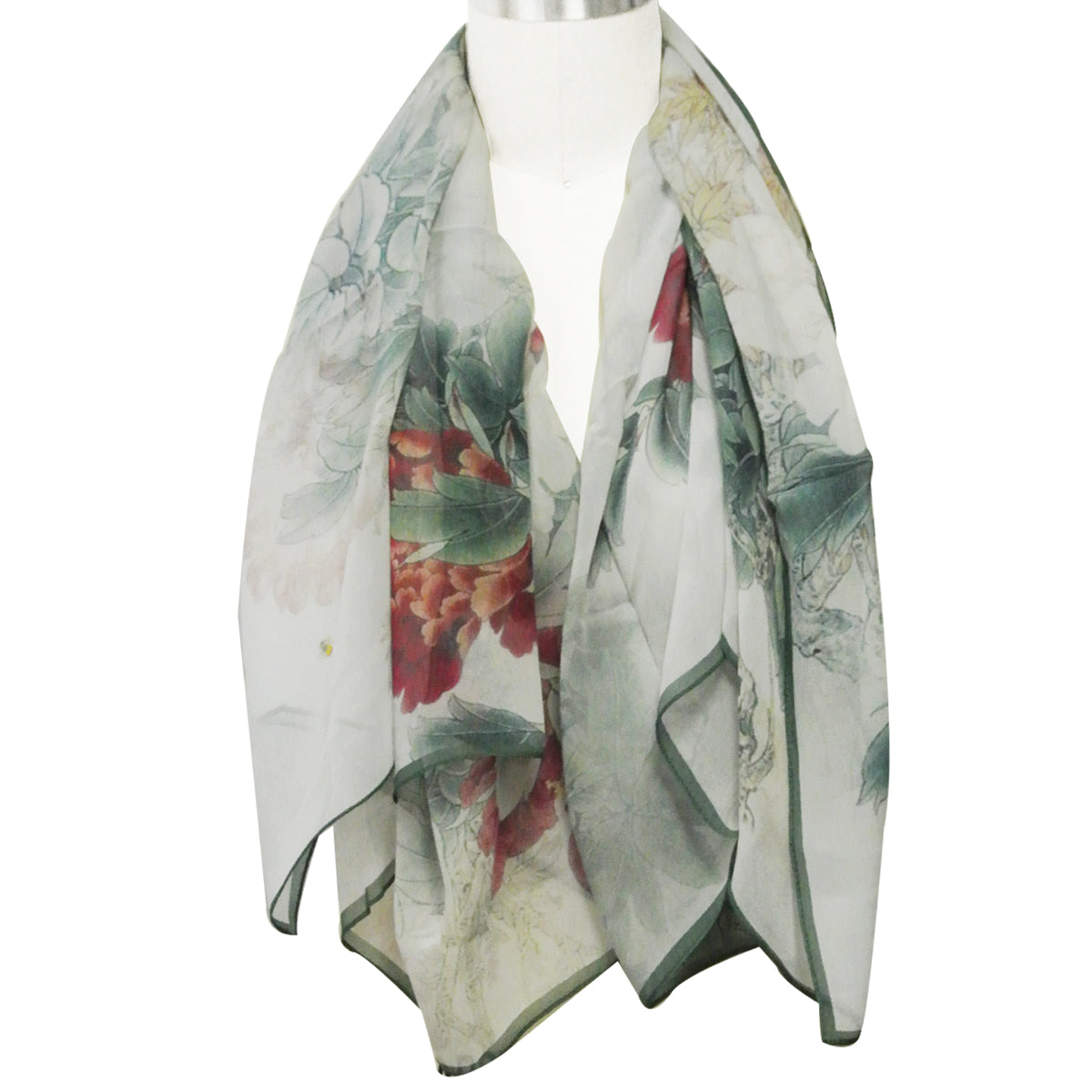 Wrapables 100% Mulberry Silk Floral Painting Square Scarf