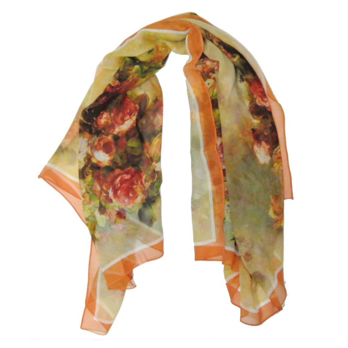 Wrapables 100% Mulberry Silk Floral Painting Square Scarf