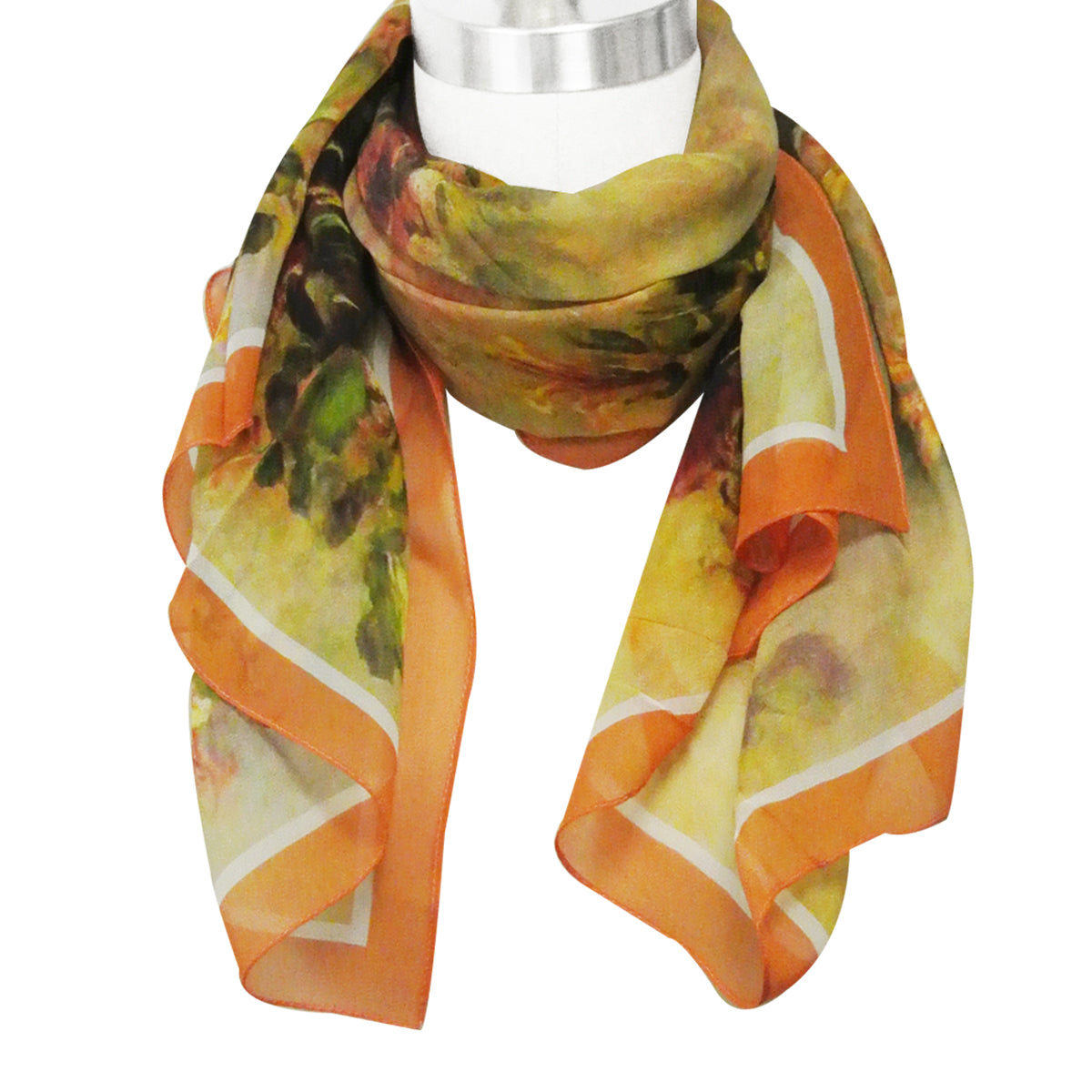 Wrapables 100% Mulberry Silk Floral Painting Square Scarf