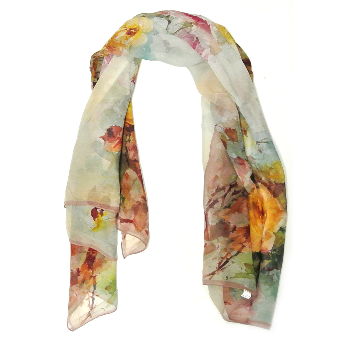 Wrapables 100% Mulberry Silk Floral Painting Square Scarf