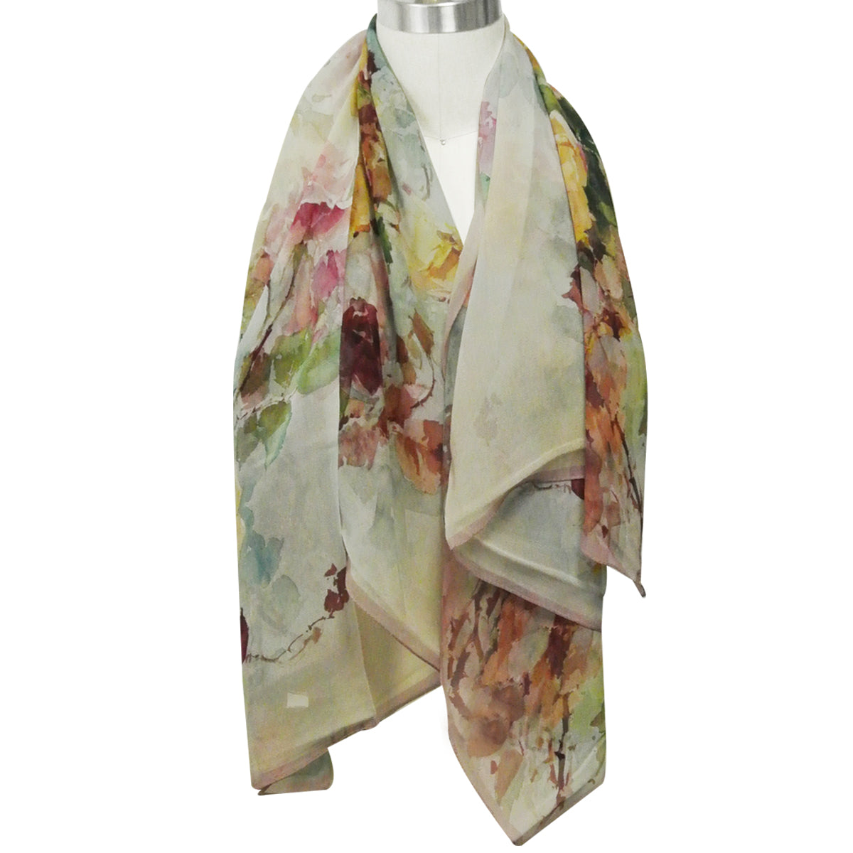 Wrapables 100% Mulberry Silk Floral Painting Square Scarf