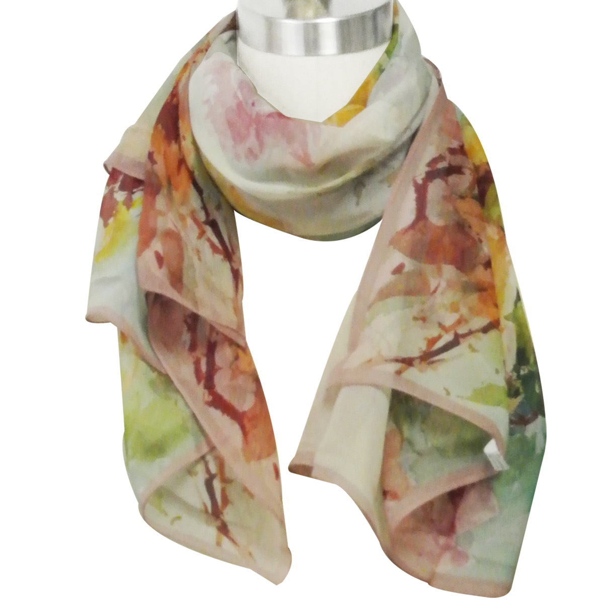 Wrapables 100% Mulberry Silk Floral Painting Square Scarf