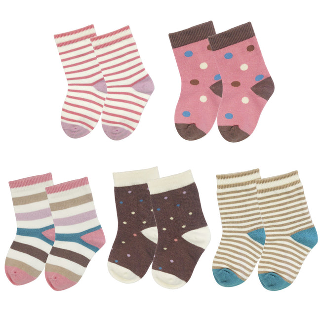 Dots and Stripes Toddler Socks (Set of 5)