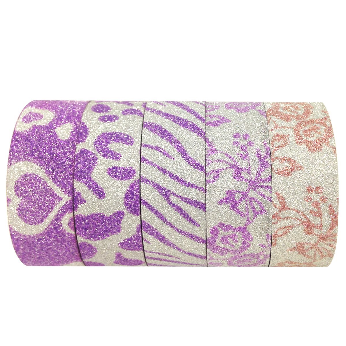 Wrapables Japanese Washi Masking Tape, Glitter Collection (Set of 6)