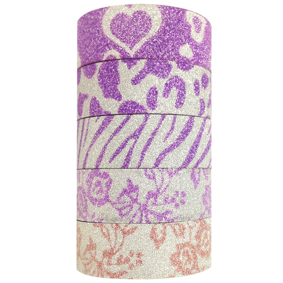 Wrapables Japanese Washi Masking Tape, Glitter Collection (Set of 6)