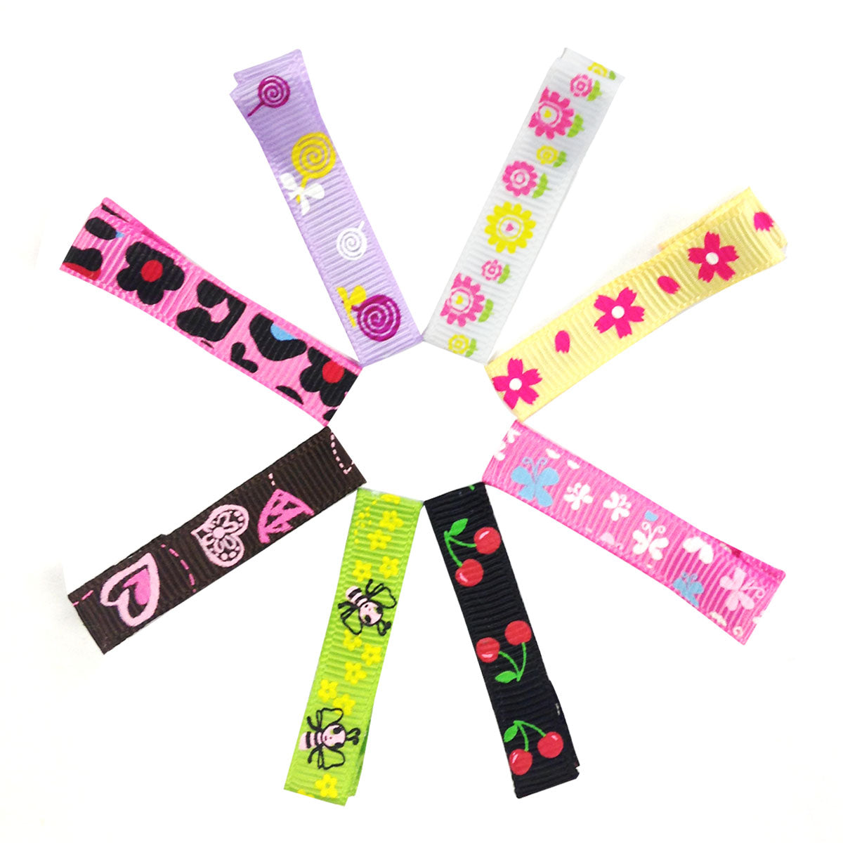 Wrapables Girls Ribbon Lined Alligator Clips (Set of 8)