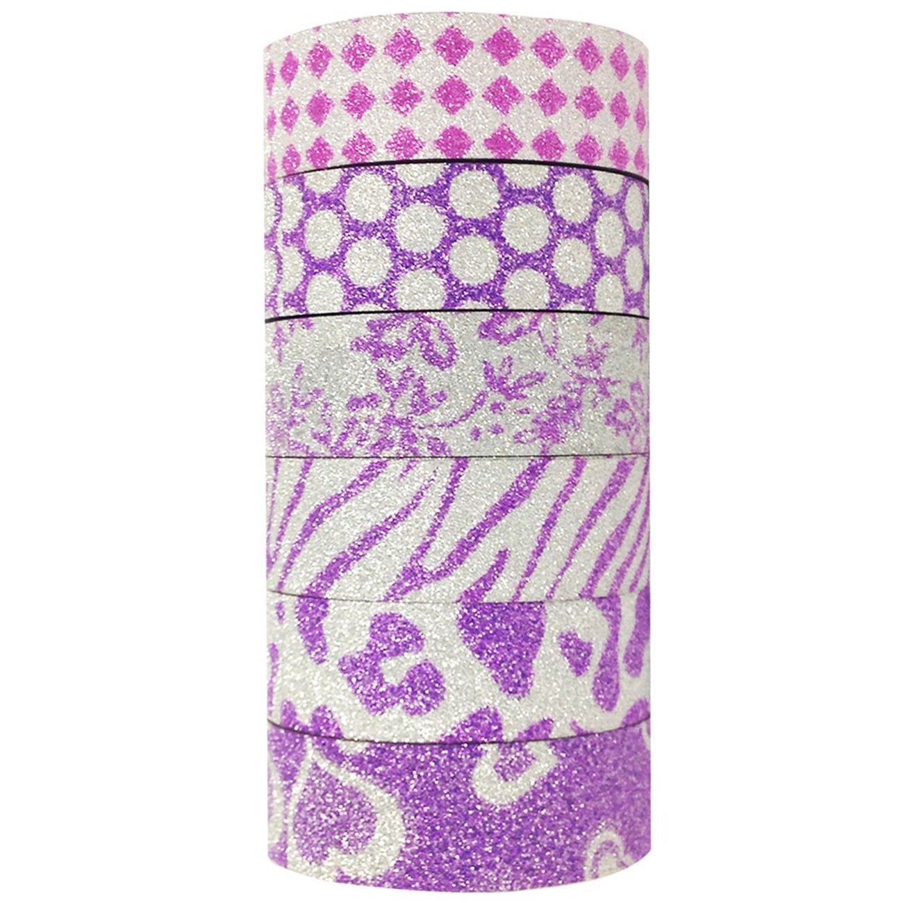 Wrapables Japanese Washi Masking Tape, Glitter Collection (Set of 6)