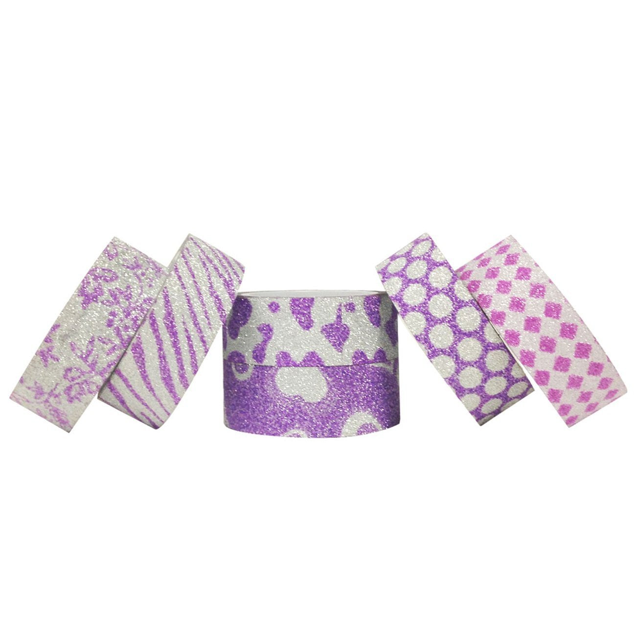 Wrapables Japanese Washi Masking Tape, Glitter Collection (Set of 6)