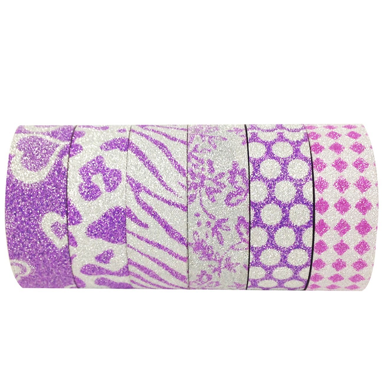 Wrapables Japanese Washi Masking Tape, Glitter Collection (Set of 6)