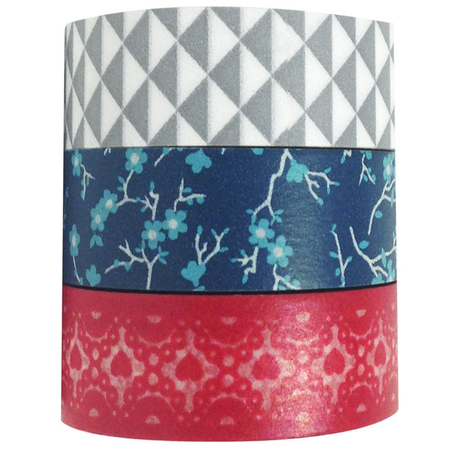 Wrapables Red White and Blue Japanese Washi Masking Tape (Set of 3)