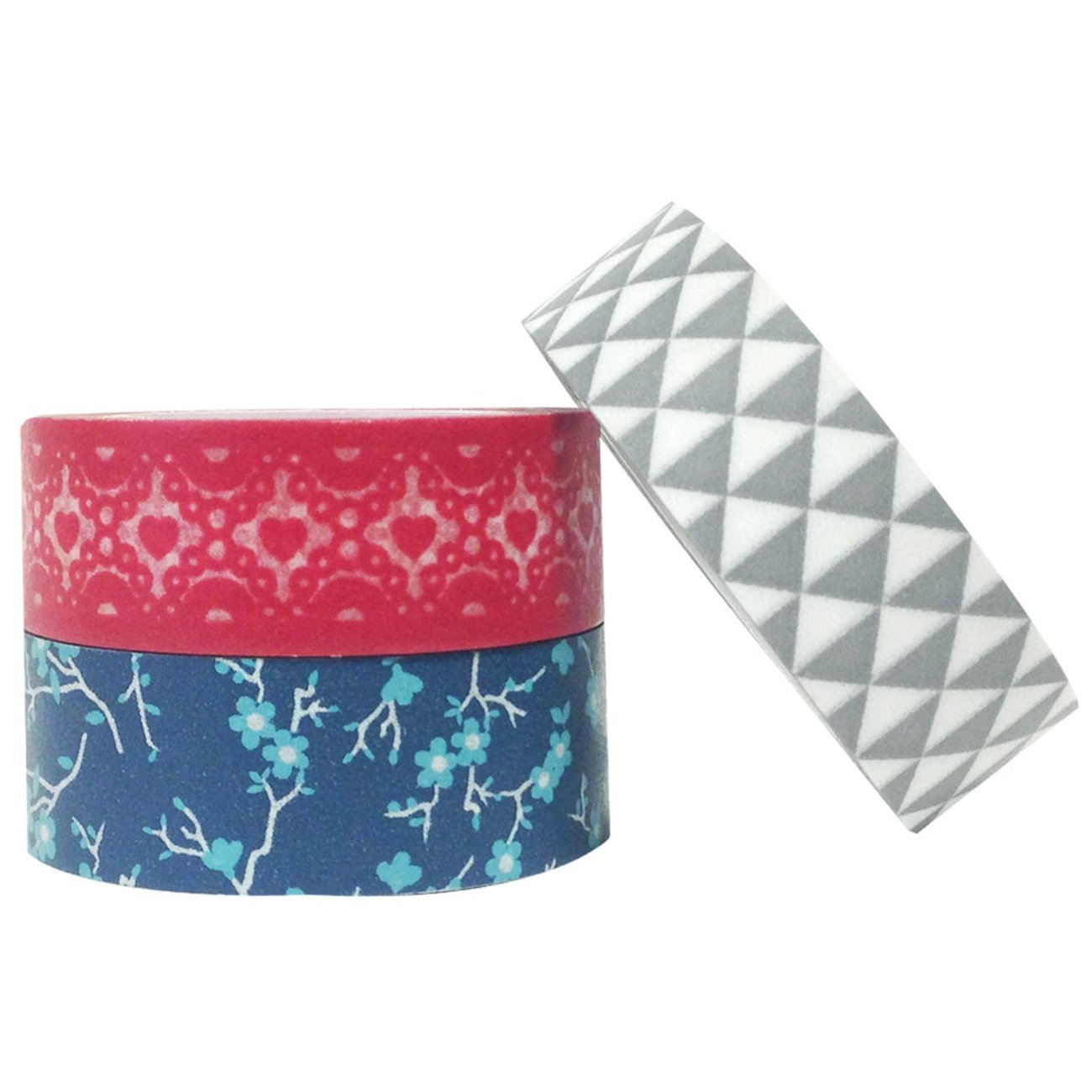 Wrapables Red White and Blue Japanese Washi Masking Tape (Set of 3)