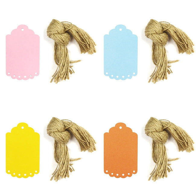 Wrapables 40 Gift Tags with Free Cut Strings, Small Scalloped Edge (Set of 4)