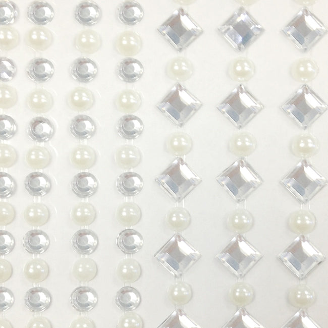 Wrapables Silver Crystal Diamond and Pearl Stickers Adhesive Rhinestones, 268 Pieces